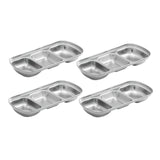 NNEAGS 20.5cm Silver Sauce Pan with Three Compartments Divided Sauce Dish Kitchen Essential