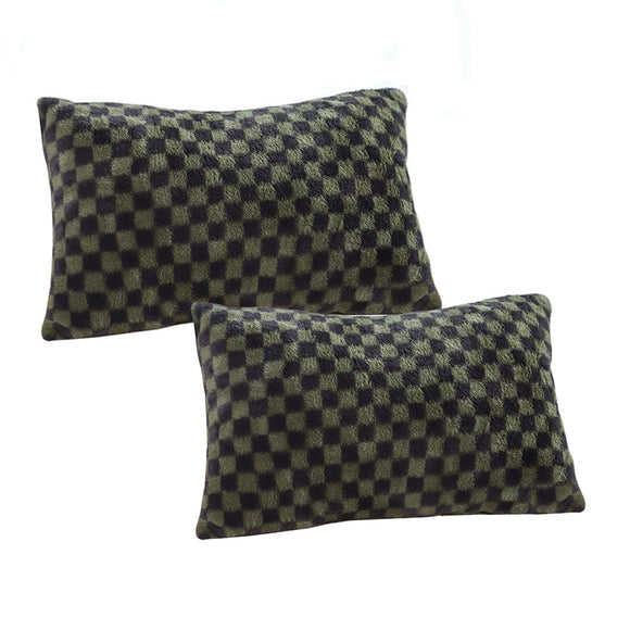 NNEAGS 2X 30cm Urban Light Luxury Dark Green Checkered Lumbar Throw Pillow