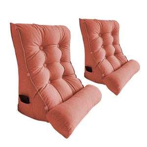 NNEAGS 2X 60cm Peach Triangular Wedge Lumbar Pillow Headboard Backrest Sofa Bed Cushion Home Decor