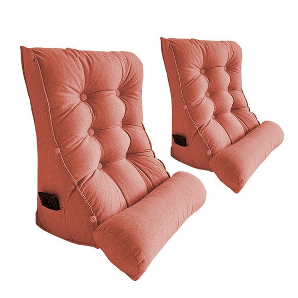 NNEAGS 2X 60cm Peach Triangular Wedge Lumbar Pillow Headboard Backrest Sofa Bed Cushion Home Decor