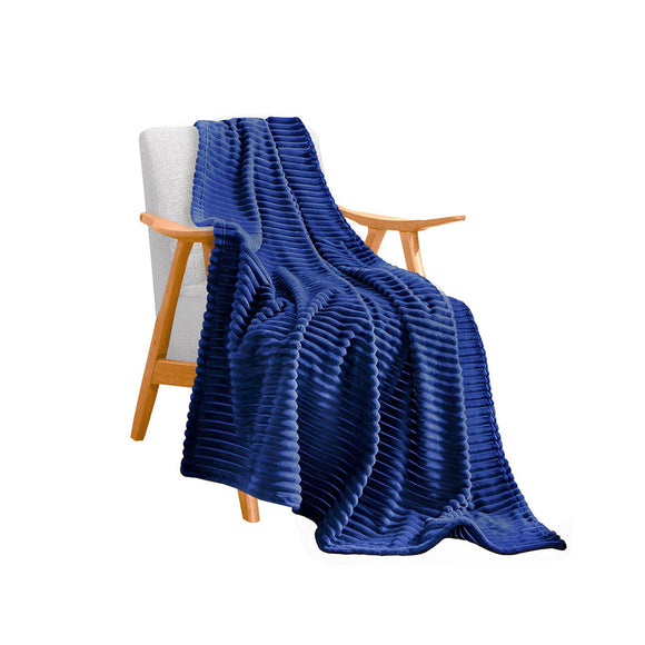 NNEAGS Blue Throw Blanket Warm Cozy Striped Pattern Thin Flannel Coverlet Fleece Bed Sofa Comforter