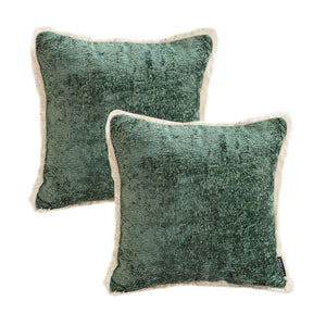 NNEAGS 2X 45cm Jade Green Home aesthetic chenille texture tassel square Throw Pillow