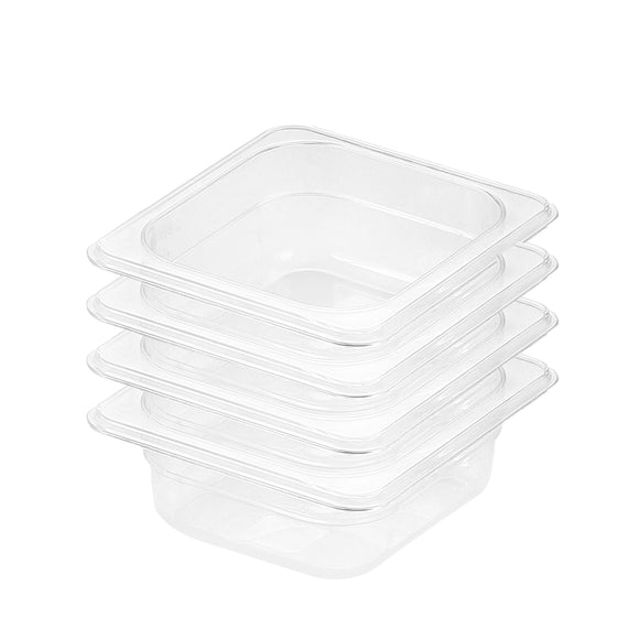 NNEAGS 65mm Clear Gastronorm GN Pan 1/6 Food Tray Storage Bundle of 4