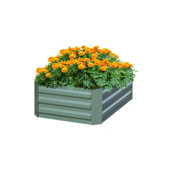 NNEAGS 100cm Square Galvanised Raised Garden Bed Vegetable Herb Flower Outdoor Planter Box