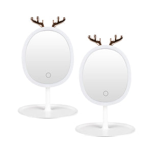 NNEAGS 2X White Antler LED Light Makeup Mirror Tabletop Vanity Home Decor