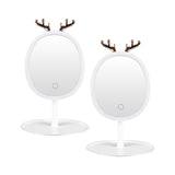 NNEAGS 2X White Antler LED Light Makeup Mirror Tabletop Vanity Home Decor