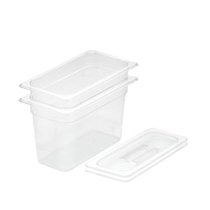 NNEAGS 200mm Clear Gastronorm GN Pan 1/3 Food Tray Storage Bundle of 2 with Lid