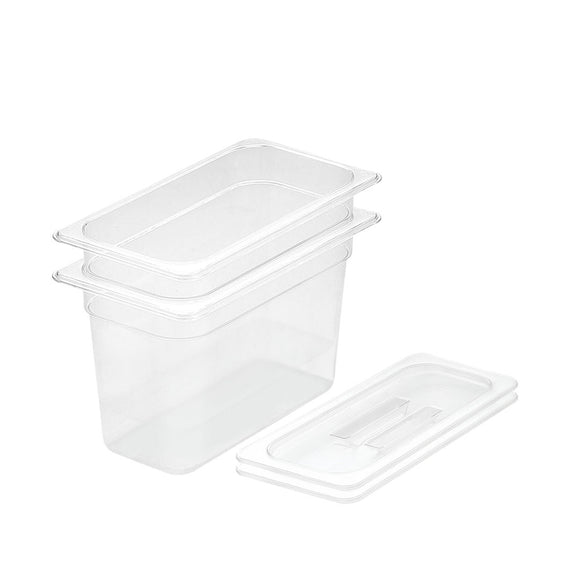 NNEAGS 200mm Clear Gastronorm GN Pan 1/3 Food Tray Storage Bundle of 2 with Lid