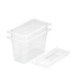NNEAGS 200mm Clear Gastronorm GN Pan 1/3 Food Tray Storage Bundle of 2 with Lid