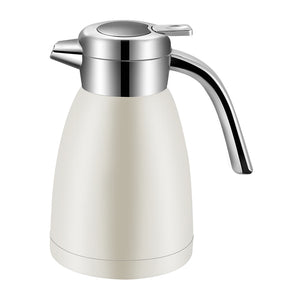 NNEAGS 1.8L Stainless Steel Kettle Insulated Vacuum Flask Water Coffee Jug Thermal White