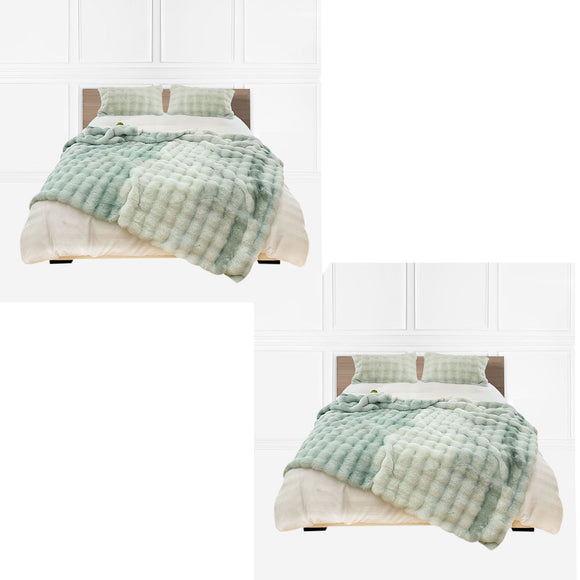 NNEAGS 2X 200cm Light Green Fuzzy Super Soft and Cozy Fluffy Throw Blanket