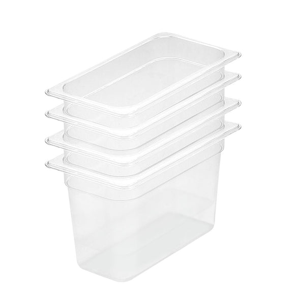 NNEAGS 200mm Clear Gastronorm GN Pan 1/3 Food Tray Storage Bundle of 4