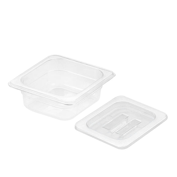 NNEAGS 65mm Clear Gastronorm GN Pan 1/6 Food Tray Storage with Lid