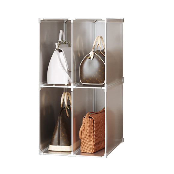 NNEAGS 2 Tier Multifunctional PP Plastic Bag Box Portable Cubby DIY Storage Shelves Stackable Handbag Purse Organiser