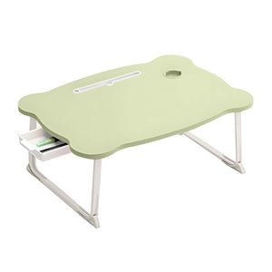 NNEAGS Green Portable Bed Table Adjustable Folding Mini Desk With Mini Drawer and Cup-Holder Home Decor