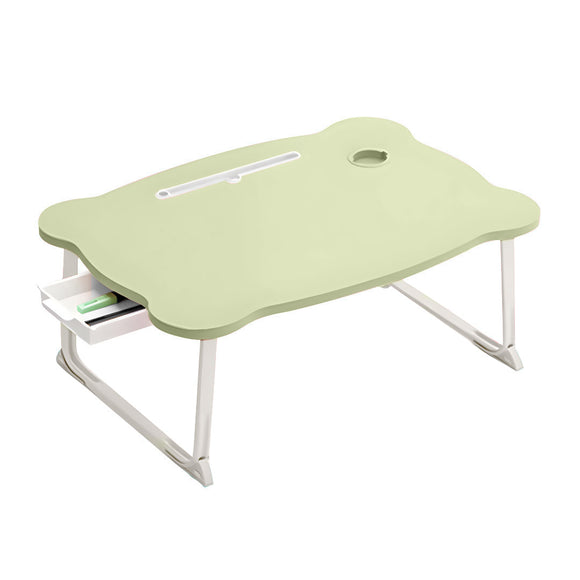 NNEAGS Green Portable Bed Table Adjustable Folding Mini Desk With Mini Drawer and Cup-Holder Home Decor