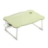NNEAGS Green Portable Bed Table Adjustable Folding Mini Desk With Mini Drawer and Cup-Holder Home Decor