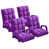 NNEAGS 4X Foldable Lounge Cushion Adjustable Floor Lazy Recliner Chair with Armrest Purple