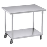 NNEAGS 100cm Commercial Catering Kitchen Stainless Steel Prep Work Bench Table with Wheels