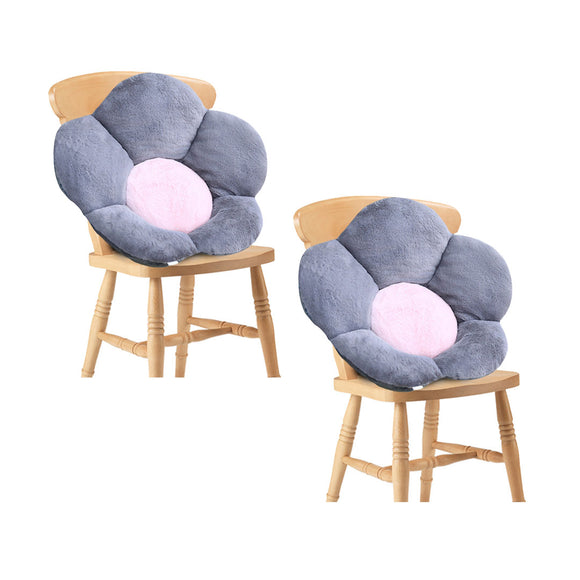 NNEAGS 2X Dark Gray Whimsical Big Flower Shape Cushion Soft Leaning Bedside Pad Floor Plush Pillow Home Decor