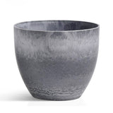 NNEAGS 27cm Weathered Grey Round Resin Plant Flower Pot in Cement Pattern Planter Cachepot for Indoor Home Office