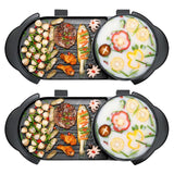 NNEAGS 2X 2  in 1 Electric Non-Stick BBQ Teppanyaki Grill Plate Steamboat Hotpot 2-8 Person