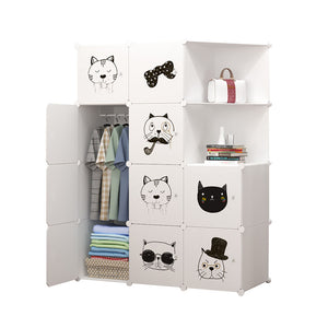 NNEAGS 10 Cubes White Portable Wardrobe Divide-Grid Modular Storage Organiser Foldable Closet with Doors