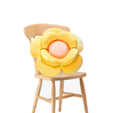 NNEAGS Yellow Double Flower Shape Cushion Soft Bedside Floor Plush Pillow Home Decor