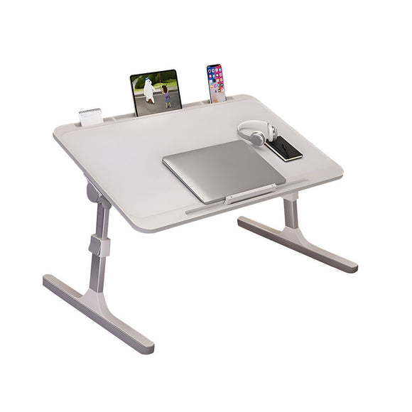 NNEAGS 70X45cm White Small Laptop Bed Portable Foldable Study Table Adjustable