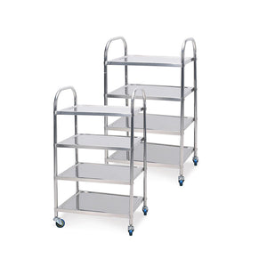 NNEAGS 2X 4 Tier 860x540x1170 Stainless Steel Kitchen Dining Food Cart Trolley Utility