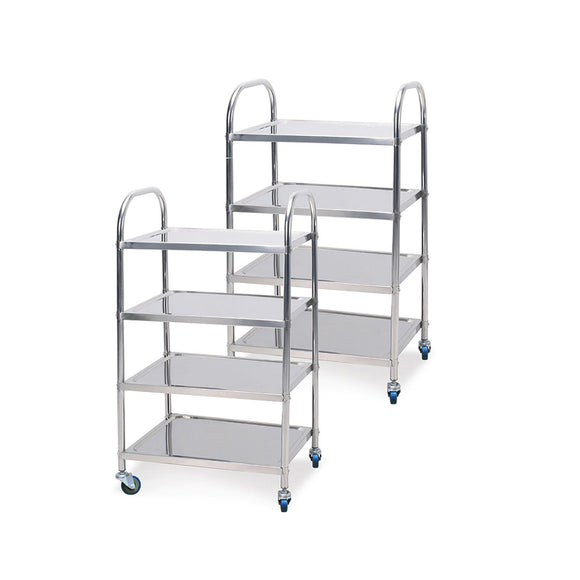NNEAGS 2X 4 Tier 860x540x1170 Stainless Steel Kitchen Dining Food Cart Trolley Utility