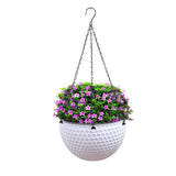 NNEAGS White Small Hanging Resin Flower Pot Self Watering Basket Planter Outdoor Garden Decor
