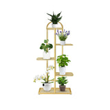 NNEAGS 5 Tier 6 Pots Gold Metal Plant Stand Flowerpot Display Shelf Rack Indoor Home Office Decor
