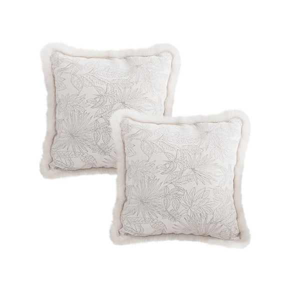 NNEAGS 2X 45cm Pillow Cover French Jacquard Woven France Peony Floral Made Throw Pillow