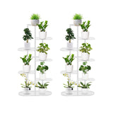 NNEAGS 2X 7 Tier 8 Pots White Metal Plant Rack Flowerpot Storage Display Stand Holder Home Garden Decor