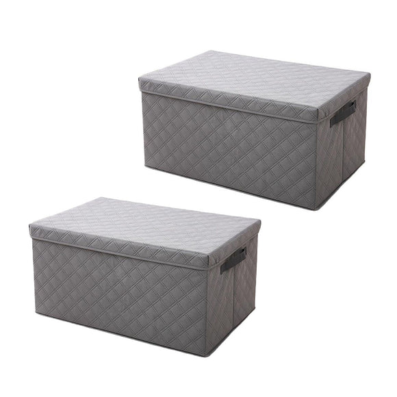 NNEAGS 2X Small Grey Non-Woven Diamond Quilt Grid Fabric Storage/Organizer Box