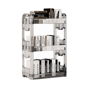 NNEAGS 38x24cm Clear 3 Tier Bookshelf & Cosmetic Storage Organizer Trolley Rack