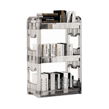 NNEAGS 38x24cm Clear 3 Tier Bookshelf & Cosmetic Storage Organizer Trolley Rack