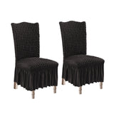 NNEAGS 2X Black Chair Cover Seat Protector with Ruffle Skirt Stretch Slipcover Wedding Party Home Decor