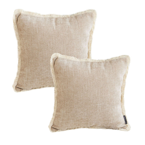 NNEAGS 2X 45cm Milk Coffee Home Aesthetic Chenille Texture Tassel Square Throw pillow