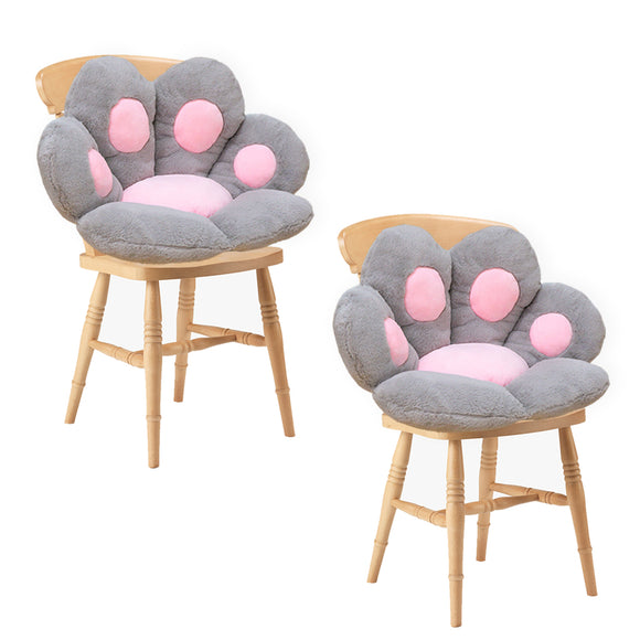 NNEAGS 2X Grey Paw Shape Cushion Warm Lazy Sofa Decorative Pillow Backseat Plush Mat Home Decor