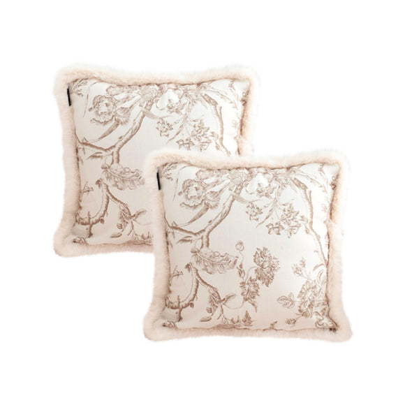 NNEAGS 2X 50cm Light Luxury French Style Printed Plush Pillow Set Throw Pillow