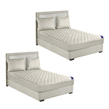 NNEAGS 2X White 183cm Wide Cross-Hatch Mattress Cover Thick Quilted Stretchable Bed Spread Sheet Protector with Pillow Covers