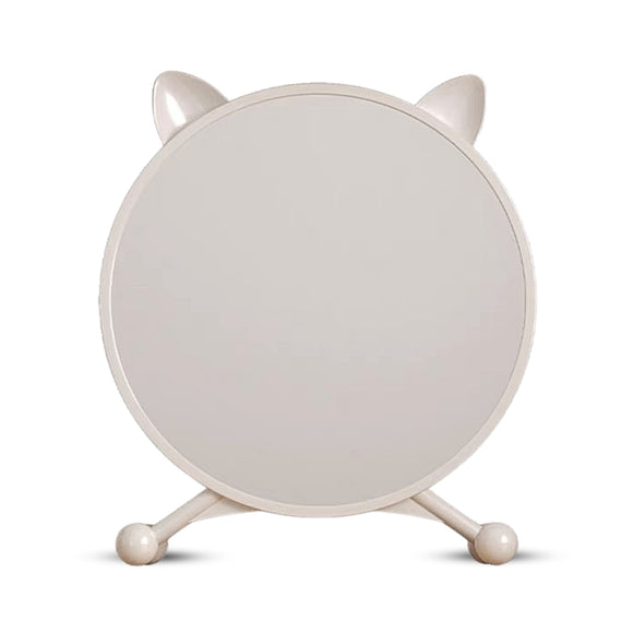 NNEAGS 40cm White Smart Makeup Bedroom Table Mirror Cat Ear Style No LED Light