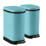 NNEAGS 2X 10L Foot Pedal Stainless Steel Rubbish Recycling Garbage Waste Trash Bin U Blue