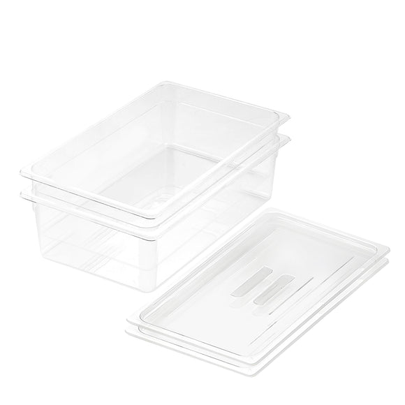 NNEAGS 150mm Clear Gastronorm GN Pan 1/1 Food Tray Storage Bundle of 2 with Lid