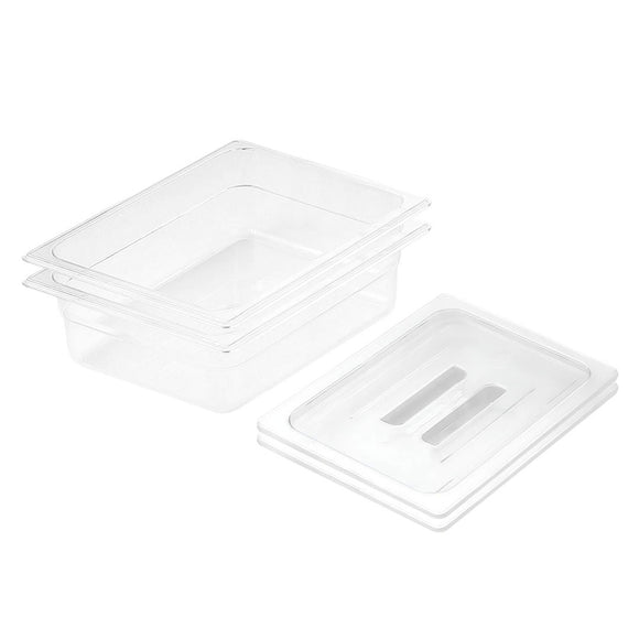 NNEAGS 150mm Clear Gastronorm GN Pan 1/2 Food Tray Storage Bundle of 2 with Lid