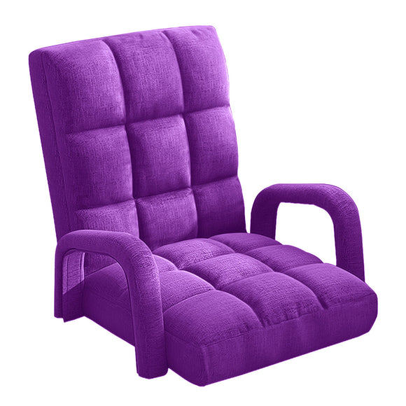 NNEAGS Foldable Lounge Cushion Adjustable Floor Lazy Recliner Chair with Armrest Purple