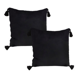 NNEAGS 2X Black Vintage Butterfly Pillow Tassel Velvet Square Throw Pillow