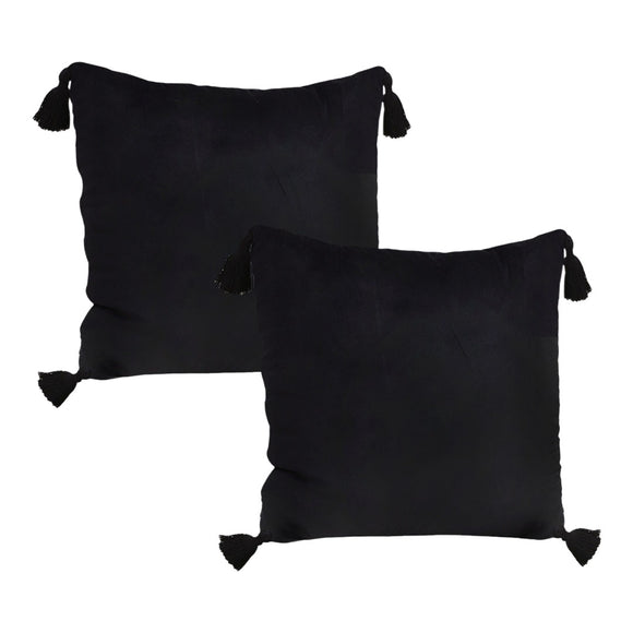 NNEAGS 2X Black Vintage Butterfly Pillow Tassel Velvet Square Throw Pillow